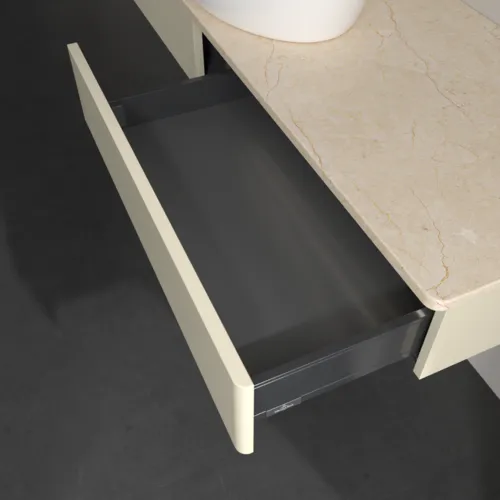Bild von VILLEROY BOCH Antao Waschbeckenunterschrank, mit Beleuchtung, 2 Auszüge, 1600 x 190 x 500 mm, Front ohne Struktur, Silk Grey Matt Lacquer / Botticino #L14013HJ