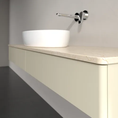 Bild von VILLEROY BOCH Antao Waschbeckenunterschrank, mit Beleuchtung, 2 Auszüge, 1600 x 190 x 500 mm, Front ohne Struktur, Silk Grey Matt Lacquer / Botticino #L14013HJ