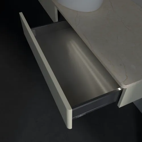 Bild von VILLEROY BOCH Antao Waschbeckenunterschrank, mit Beleuchtung, 2 Auszüge, 1600 x 190 x 500 mm, Front ohne Struktur, Silk Grey Matt Lacquer / Botticino #L14013HJ