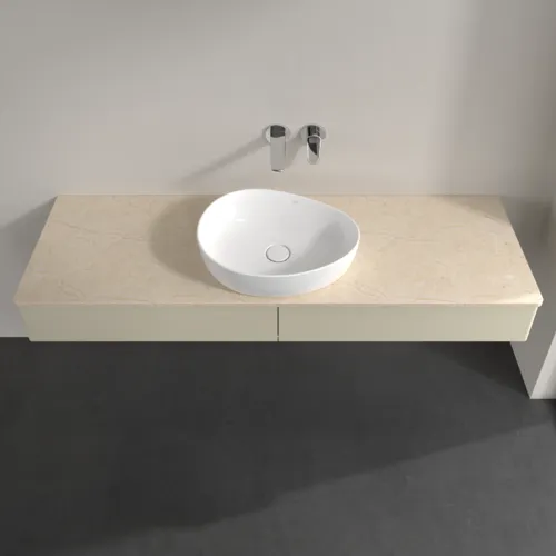 Bild von VILLEROY BOCH Antao Waschbeckenunterschrank, mit Beleuchtung, 2 Auszüge, 1600 x 190 x 500 mm, Front ohne Struktur, Silk Grey Matt Lacquer / Botticino #L14013HJ