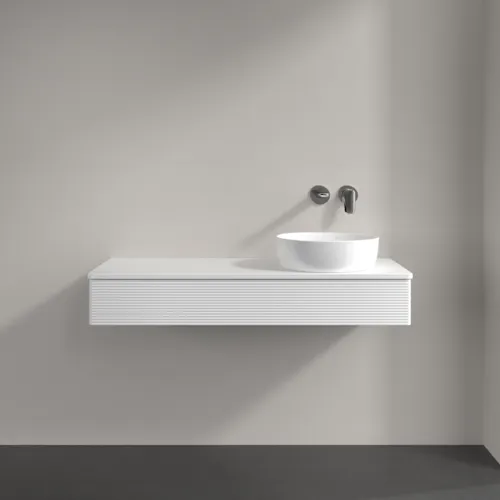 Bild von VILLEROY BOCH Antao Waschbeckenunterschrank, mit Beleuchtung, 1 Auszug, 1200 x 190 x 500 mm, Front mit Struktur, White Matt Lacquer / White Matt Lacquer #L12110MT