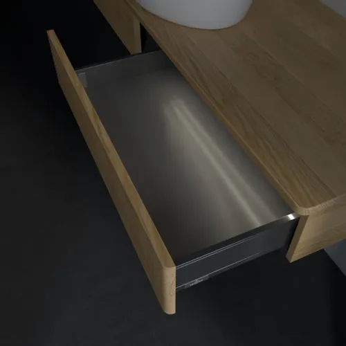 Bild von VILLEROY BOCH Antao Waschbeckenunterschrank, mit Beleuchtung, 2 Auszüge, 1600 x 190 x 500 mm, Front mit Struktur, Honey Oak / Honey Oak #L14111HN