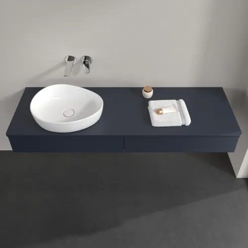 Bild von VILLEROY BOCH Antao Waschbeckenunterschrank, mit Beleuchtung, 2 Auszüge, 1600 x 190 x 500 mm, Front mit Struktur, Midnight Blue Matt Lacquer / Midnight Blue Matt Lacquer #L15110HG