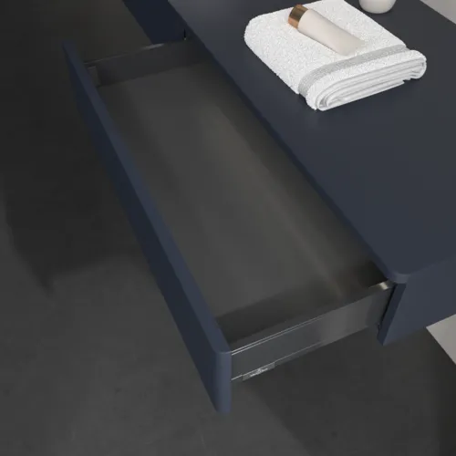 Bild von VILLEROY BOCH Antao Waschbeckenunterschrank, mit Beleuchtung, 2 Auszüge, 1600 x 190 x 500 mm, Front mit Struktur, Midnight Blue Matt Lacquer / Midnight Blue Matt Lacquer #L15110HG