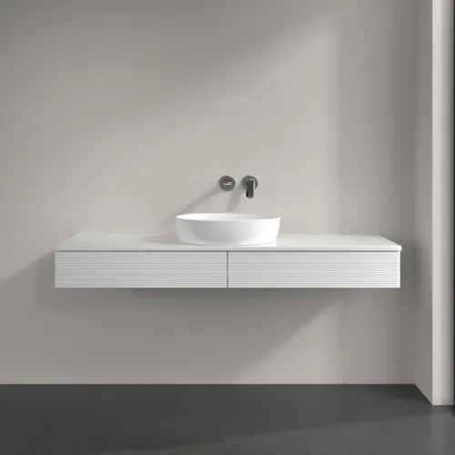 Bild von VILLEROY BOCH Antao Waschbeckenunterschrank, mit Beleuchtung, 2 Auszüge, 1600 x 190 x 500 mm, Front mit Struktur, Glossy White Lacquer / Glossy White Lacquer #L14110GF