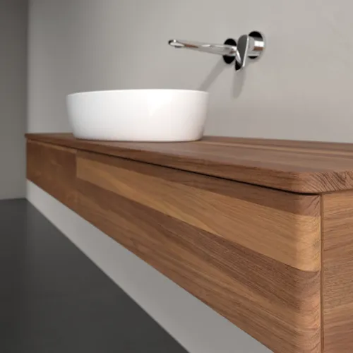 Bild von VILLEROY BOCH Antao Waschbeckenunterschrank, mit Beleuchtung, 2 Auszüge, 1600 x 190 x 500 mm, Front ohne Struktur, Warm Walnut / Warm Walnut #L14012HM