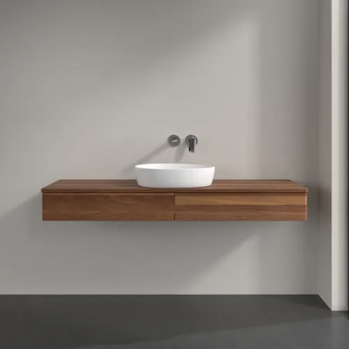 Bild von VILLEROY BOCH Antao Waschbeckenunterschrank, mit Beleuchtung, 2 Auszüge, 1600 x 190 x 500 mm, Front ohne Struktur, Warm Walnut / Warm Walnut #L14012HM