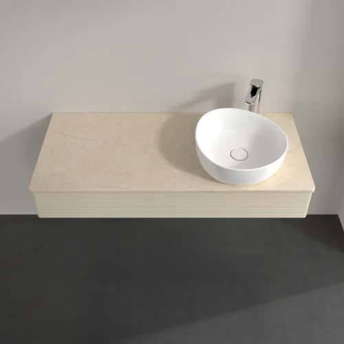 Bild von VILLEROY BOCH Antao Waschbeckenunterschrank, mit Beleuchtung, 1 Auszug, 1200 x 190 x 500 mm, Front mit Struktur, Silk Grey Matt Lacquer / Botticino #L12153HJ