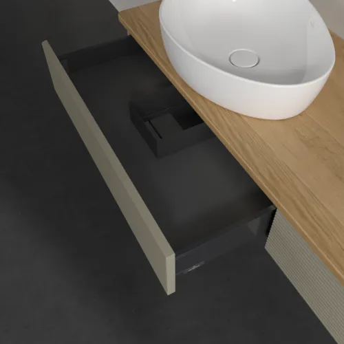 Bild von VILLEROY BOCH Antao Waschbeckenunterschrank, mit Beleuchtung, 2 Auszüge, 1600 x 190 x 500 mm, Front mit Struktur, Stone Grey Matt Lacquer / Honey Oak #L15111HK