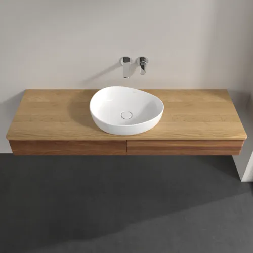 Bild von VILLEROY BOCH Antao Waschbeckenunterschrank, mit Beleuchtung, 2 Auszüge, 1600 x 190 x 500 mm, Front ohne Struktur, Warm Walnut / Honey Oak #L14011HM