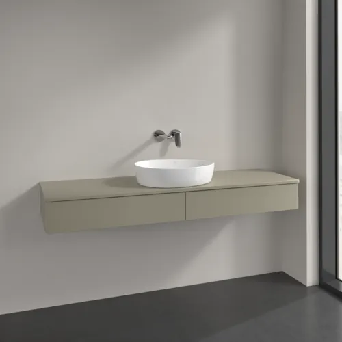 Bild von VILLEROY BOCH Antao Waschbeckenunterschrank, mit Beleuchtung, 2 Auszüge, 1600 x 190 x 500 mm, Front ohne Struktur, Stone Grey Matt Lacquer / Stone Grey Matt Lacquer #L14010HK