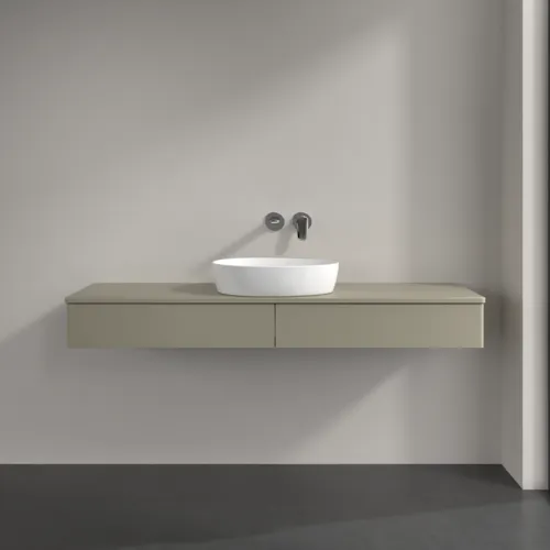 Bild von VILLEROY BOCH Antao Waschbeckenunterschrank, mit Beleuchtung, 2 Auszüge, 1600 x 190 x 500 mm, Front ohne Struktur, Stone Grey Matt Lacquer / Stone Grey Matt Lacquer #L14010HK