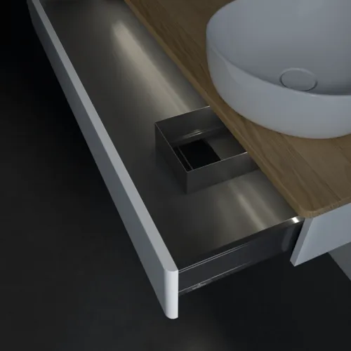 Bild von VILLEROY BOCH Antao Waschbeckenunterschrank, mit Beleuchtung, 1 Auszug, 1200 x 190 x 500 mm, Front ohne Struktur, White Matt Lacquer / Honey Oak #L12051MT