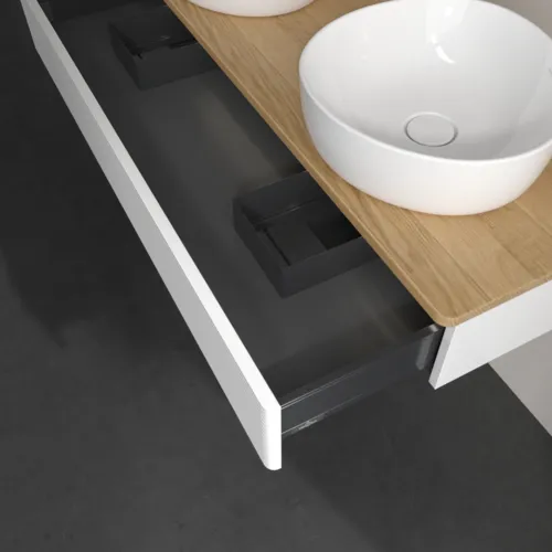 Bild von VILLEROY BOCH Antao Waschbeckenunterschrank, mit Beleuchtung, 1 Auszug, 1200 x 190 x 500 mm, Front mit Struktur, Glossy White Lacquer / Honey Oak #L13111GF