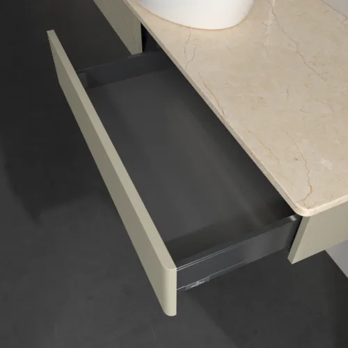 Bild von VILLEROY BOCH Antao Waschbeckenunterschrank, mit Beleuchtung, 2 Auszüge, 1600 x 190 x 500 mm, Front mit Struktur, Stone Grey Matt Lacquer / Botticino #L14153HK