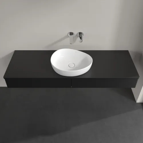 Bild von VILLEROY BOCH Antao Waschbeckenunterschrank, mit Beleuchtung, 2 Auszüge, 1600 x 190 x 500 mm, Front mit Struktur, Black Matt Lacquer / Black Matt Lacquer #L14110PD