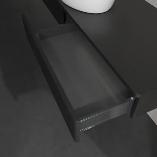 Bild von VILLEROY BOCH Antao Waschbeckenunterschrank, mit Beleuchtung, 2 Auszüge, 1600 x 190 x 500 mm, Front mit Struktur, Black Matt Lacquer / Black Matt Lacquer #L14110PD