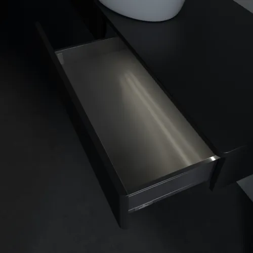 Bild von VILLEROY BOCH Antao Waschbeckenunterschrank, mit Beleuchtung, 2 Auszüge, 1600 x 190 x 500 mm, Front mit Struktur, Black Matt Lacquer / Black Matt Lacquer #L14110PD