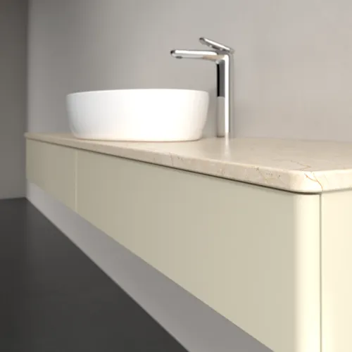 Bild von VILLEROY BOCH Antao Waschbeckenunterschrank, mit Beleuchtung, 2 Auszüge, 1600 x 190 x 500 mm, Front ohne Struktur, Silk Grey Matt Lacquer / Botticino #L14053HJ
