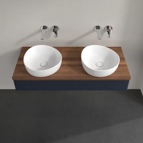 Bild von VILLEROY BOCH Antao Waschbeckenunterschrank, mit Beleuchtung, 1 Auszug, 1200 x 190 x 500 mm, Front ohne Struktur, Midnight Blue Matt Lacquer / Warm Walnut #L13012HG