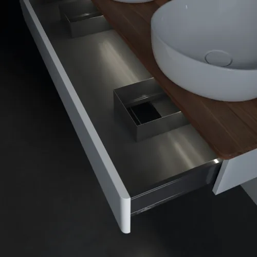 VILLEROY BOCH Antao Waschbeckenunterschrank, mit Beleuchtung, 1 Auszug, 1200 x 190 x 500 mm, Front ohne Struktur, White Matt Lacquer / Warm Walnut #L13012MT, Bild 7