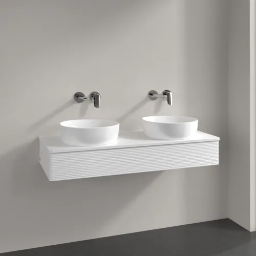 Bild von VILLEROY BOCH Antao Waschbeckenunterschrank, mit Beleuchtung, 1 Auszug, 1200 x 190 x 500 mm, Front mit Struktur, White Matt Lacquer / White Matt Lacquer #L13110MT