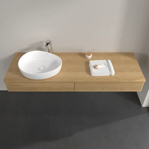 Bild von VILLEROY BOCH Antao Waschbeckenunterschrank, mit Beleuchtung, 2 Auszüge, 1600 x 190 x 500 mm, Front ohne Struktur, Honey Oak / Honey Oak #L15051HN