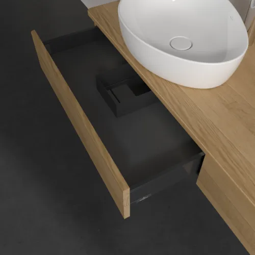 Bild von VILLEROY BOCH Antao Waschbeckenunterschrank, mit Beleuchtung, 2 Auszüge, 1600 x 190 x 500 mm, Front ohne Struktur, Honey Oak / Honey Oak #L15051HN