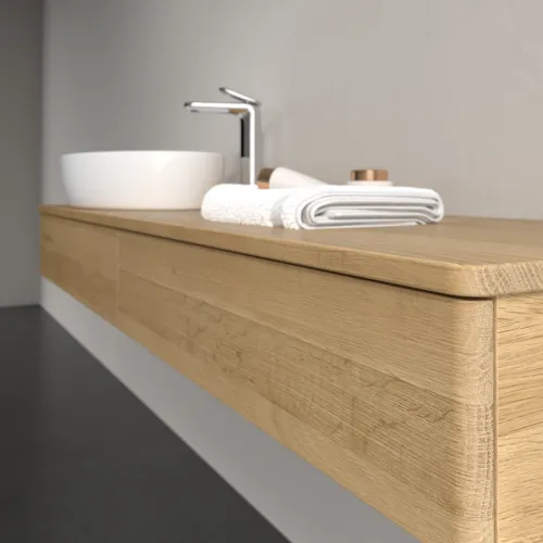 Bild von VILLEROY BOCH Antao Waschbeckenunterschrank, mit Beleuchtung, 2 Auszüge, 1600 x 190 x 500 mm, Front ohne Struktur, Honey Oak / Honey Oak #L15051HN