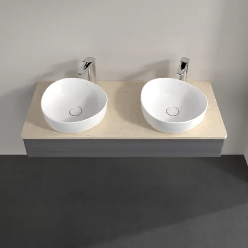 Bild von VILLEROY BOCH Antao Waschbeckenunterschrank, mit Beleuchtung, 1 Auszug, 1200 x 190 x 500 mm, Front mit Struktur, Anthracite Matt Lacquer / Botticino #L13153GK