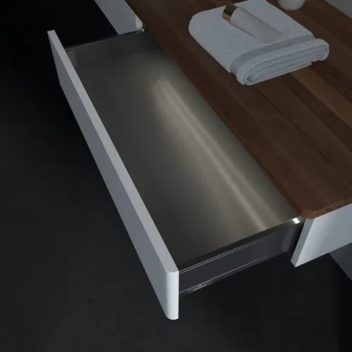 Bild von VILLEROY BOCH Antao Waschbeckenunterschrank, mit Beleuchtung, 2 Auszüge, 1600 x 190 x 500 mm, Front mit Struktur, White Matt Lacquer / Warm Walnut #L15152MT