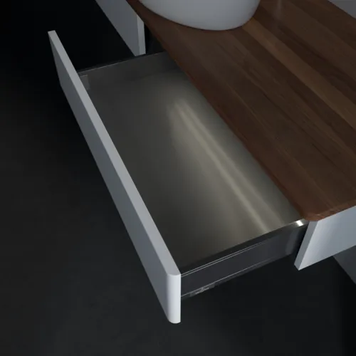 Bild von VILLEROY BOCH Antao Waschbeckenunterschrank, mit Beleuchtung, 2 Auszüge, 1600 x 190 x 500 mm, Front ohne Struktur, White Matt Lacquer / Warm Walnut #L14052MT