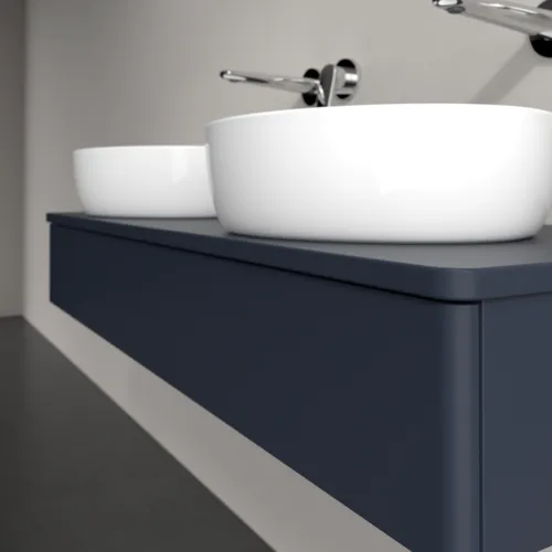 Picture of VILLEROY BOCH Antao Vanity unit, with lighting, 1 pull-out compartment, 1200 x 190 x 500 mm, Front without structure, Midnight Blue Matt Lacquer / Midnight Blue Matt Lacquer #L13010HG