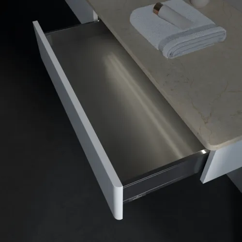Bild von VILLEROY BOCH Antao Waschbeckenunterschrank, mit Beleuchtung, 2 Auszüge, 1600 x 190 x 500 mm, Front ohne Struktur, White Matt Lacquer / Botticino #L15053MT