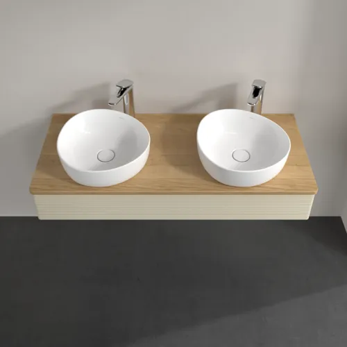 Bild von VILLEROY BOCH Antao Waschbeckenunterschrank, mit Beleuchtung, 1 Auszug, 1200 x 190 x 500 mm, Front mit Struktur, Silk Grey Matt Lacquer / Honey Oak #L13151HJ