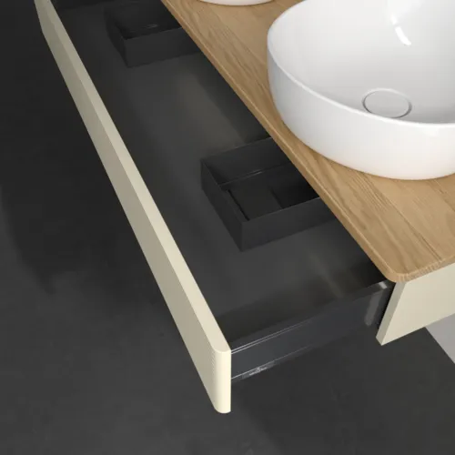 Bild von VILLEROY BOCH Antao Waschbeckenunterschrank, mit Beleuchtung, 1 Auszug, 1200 x 190 x 500 mm, Front mit Struktur, Silk Grey Matt Lacquer / Honey Oak #L13151HJ