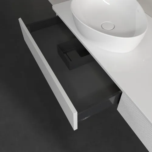 Bild von VILLEROY BOCH Antao Waschbeckenunterschrank, mit Beleuchtung, 2 Auszüge, 1600 x 190 x 500 mm, Front mit Struktur, Glossy White Lacquer / Glossy White Lacquer #L15150GF