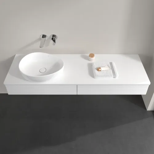 Bild von VILLEROY BOCH Antao Waschbeckenunterschrank, mit Beleuchtung, 2 Auszüge, 1600 x 190 x 500 mm, Front mit Struktur, Glossy White Lacquer / Glossy White Lacquer #L15150GF