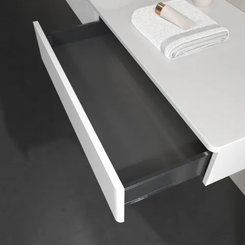 Bild von VILLEROY BOCH Antao Waschbeckenunterschrank, mit Beleuchtung, 2 Auszüge, 1600 x 190 x 500 mm, Front mit Struktur, Glossy White Lacquer / Glossy White Lacquer #L15150GF