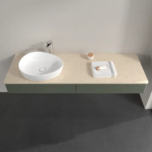 VILLEROY BOCH Antao Waschbeckenunterschrank, mit Beleuchtung, 2 Auszüge, 1600 x 190 x 500 mm, Front ohne Struktur, Leaf Green Matt Lacquer / Botticino #L15053HL, Bild 4