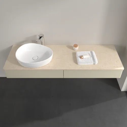 Bild von VILLEROY BOCH Antao Waschbeckenunterschrank, mit Beleuchtung, 2 Auszüge, 1600 x 190 x 500 mm, Front ohne Struktur, Silk Grey Matt Lacquer / Botticino #L15053HJ