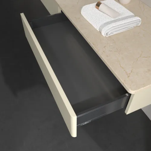 Bild von VILLEROY BOCH Antao Waschbeckenunterschrank, mit Beleuchtung, 2 Auszüge, 1600 x 190 x 500 mm, Front ohne Struktur, Silk Grey Matt Lacquer / Botticino #L15053HJ