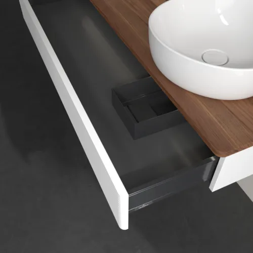 Obrázek VILLEROY BOCH Antao Vanity unit, with lighting, 1 pull-out compartment, 1200 x 190 x 500 mm, Front with grain texture, White Matt Lacquer / Warm Walnut #L12112MT