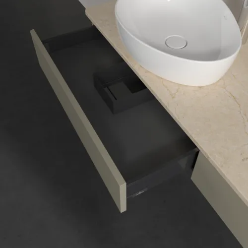 Bild von VILLEROY BOCH Antao Waschbeckenunterschrank, mit Beleuchtung, 2 Auszüge, 1600 x 190 x 500 mm, Front ohne Struktur, Stone Grey Matt Lacquer / Botticino #L15053HK