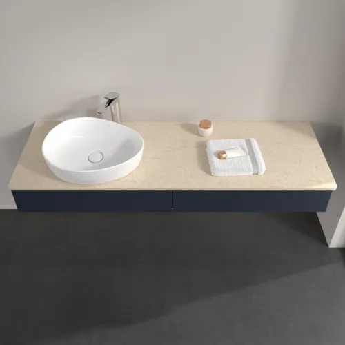 Bild von VILLEROY BOCH Antao Waschbeckenunterschrank, mit Beleuchtung, 2 Auszüge, 1600 x 190 x 500 mm, Front ohne Struktur, Midnight Blue Matt Lacquer / Botticino #L15053HG