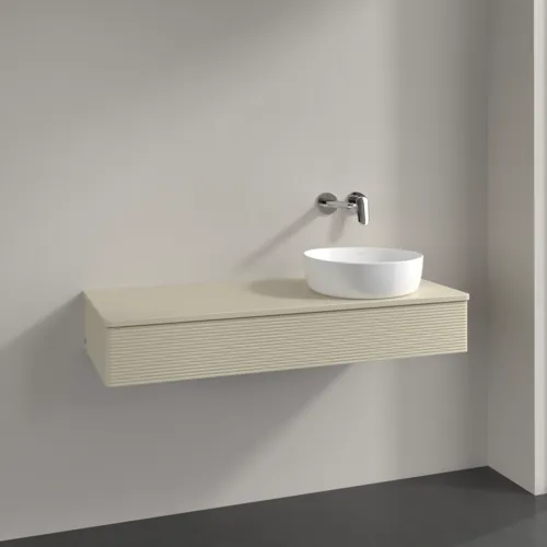 Bild von VILLEROY BOCH Antao Waschbeckenunterschrank, mit Beleuchtung, 1 Auszug, 1200 x 190 x 500 mm, Front mit Struktur, Silk Grey Matt Lacquer / Silk Grey Matt Lacquer #L12110HJ