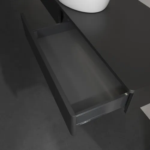 Bild von VILLEROY BOCH Antao Waschbeckenunterschrank, mit Beleuchtung, 2 Auszüge, 1600 x 190 x 500 mm, Front mit Struktur, Black Matt Lacquer / Black Matt Lacquer #L14150PD
