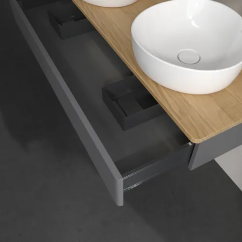 Bild von VILLEROY BOCH Antao Waschbeckenunterschrank, mit Beleuchtung, 1 Auszug, 1200 x 190 x 500 mm, Front mit Struktur, Anthracite Matt Lacquer / Honey Oak #L13151GK