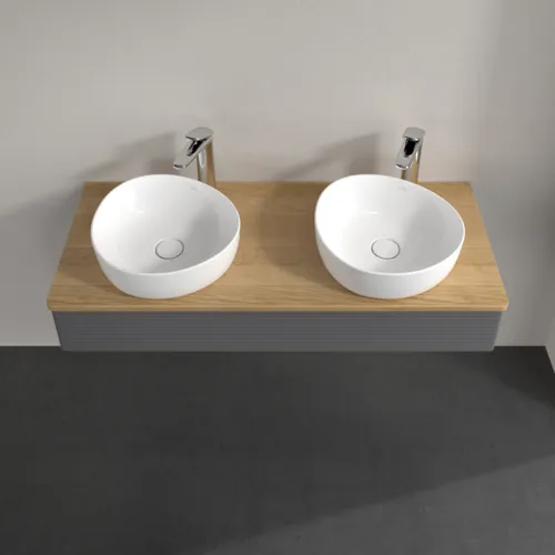 Bild von VILLEROY BOCH Antao Waschbeckenunterschrank, mit Beleuchtung, 1 Auszug, 1200 x 190 x 500 mm, Front mit Struktur, Anthracite Matt Lacquer / Honey Oak #L13151GK