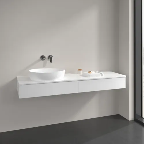 Bild von VILLEROY BOCH Antao Waschbeckenunterschrank, mit Beleuchtung, 2 Auszüge, 1600 x 190 x 500 mm, Front ohne Struktur, White Matt Lacquer / White Matt Lacquer #L15010MT